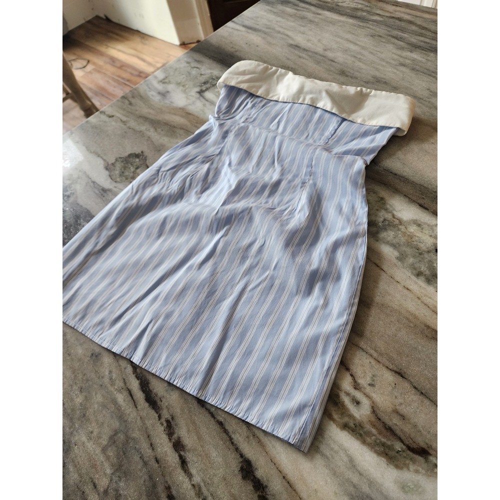 Boutique Womens Small Light Blue White Striped Strapless Mini Gameday Dress